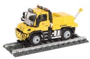 NZG9104 - Camion rail route MERCEDES Unimog U 430 jaune ZAGRO de la DB