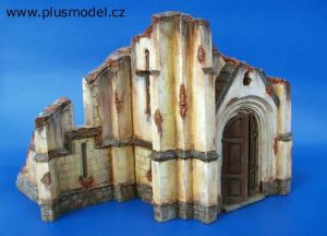 PLS006 - Ensemble à assembler et à peindre d'une façade de bâtiment religieux en plâtre de dimensions 210x170x170 mm