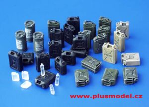 PLS126 - Set de 35 bidons modernes miniatures à peindre décalcomanies inluses