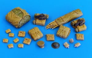 PLS4047 - Ensemble de 23 pièces miniatures à peindre paquetages de soldats britaniques première guerre de 14/18 pour maquette