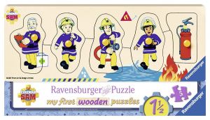 RAV032372 - Puzzle en bois 5 pièces du dessin animé SAM LE POMPIER Dimensions: 24x13 cm - Sam et ses amis