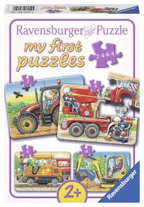 RAV069545 - Boîte de 4 Puzzles de 2,4,6,8 Pièces Mon premier puzzle - Les véhicules au travail