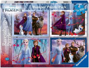 Boîte de 4 Puzzles 100 Pièces du dessin animé La reine des neiges