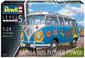 REV07050 - Mini bus VOLKSWAGEN T1 Samba Bus type Flower Power en kit à peindre et à assembler peinture non incluses