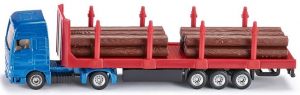 Camion 4x2 MAN LKW et remorque porte grume 3 essieux avec rondins