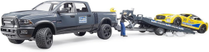 BRU2504 - Véhicule 4x4 - Dodge RAM 2500 avec remorque porte voiture et voiture