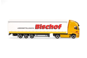 HER319348 - Camion avec remorque rideaux avec hayon 3 essieux BISCHOF – VOLVO FH GL XL electric 4x2