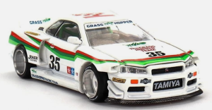 MGTKHMG167 - Voiture de 1999 de couleur blanc - NISSAN Skyline GT-R R34 X Tamiya The Grasshoper V1