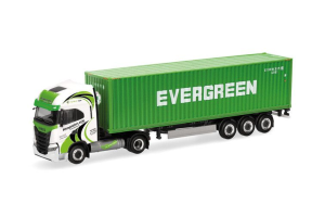 HER319942 - Camion porte container 3 essieux avec container 40 pieds EVERGREEN – IVECO S-Way LNG 4x2