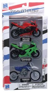 NEW67015B - Set de 3 motos différentes marque KAWASAKI YAMAHA ET HONDA