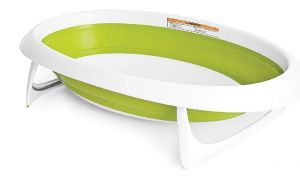 TB612 - Accessoire pour bébé - Baignoire pliable 2 positions de 0 à 18 mois couleurs Verte et blanche - Dimensions :46.4x83.8x16.5 cm