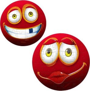 TRF60206 - Puzzle 3D Smiley Rouge 96 pièces - Diamètre 12 cm