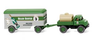 Camion U406 4x2 MERCEDES avec une cuve et remorque 2 essieux