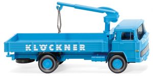 Camion plateau avec grue - MAGIRUS 100 D7 de couleur Bleu KLÖCKNER