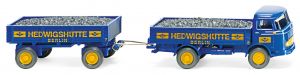 WIK043402 - Camion plateau benne avec remorque de couleur Bleu et jaune - MERCEDES LP321 HEDWIGSHUTTE