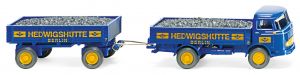 Camion plateau benne avec remorque de couleur Bleu et jaune - MERCEDES LP321 HEDWIGSHUTTE
