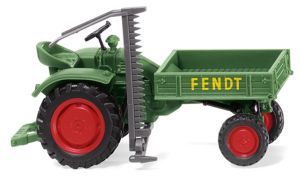 tracteur avec bennette et barre de coupe FENDT
