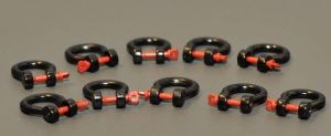 YCC635-3 - Set 10 Manilles 150 à 200 Tonnes en miniature de couleurs Noire et rouge