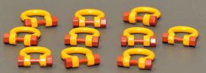 YCC636-2 - Set 10 Manilles 200 Tonnes en miniature de couleurs Jaune et Rouge