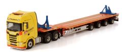 Camion avec plateau extensible NOOTEBOOM TELESTEP 4 essieux RMH transport SILVATI – SCANIA S HIGHLINE 6X4