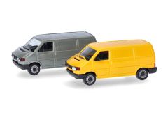 HER012386-004 - 2 fourgons en kit à monter gris et jaune - VOLKSWAGEN T4