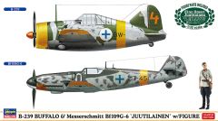 HAW02439 - Maquette à assembler et à peindre - B-239 Buffalo et Avion Messerschmitt  Bf109G-6 avec figurine
