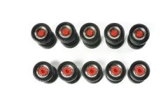 HER052603 - Accessoire pour camion de couleur rouge et chrome - pneus et jantes  double direction - 10 jeux