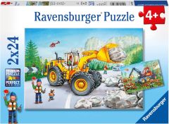 RAV078028 - 2 Puzzles avec une pelle et un engin forstier - 24 pièces