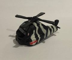 NEW01277B - Hélicoptère à friction de couleur noir avec bande blanche