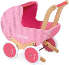 JAN05899 - Jouet en bois – Landau de couleur rose