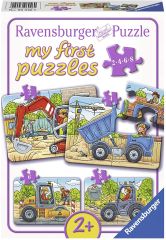 RAV06946 - 4 puzzles de 2,4,6,8 Pièces les Véhicules de chantier