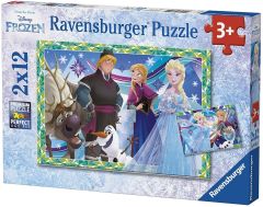 RAV076215 - 2 Puzzles de 12 pièces DISNEY La reine des neiges – Jeux d'hiver
