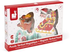 JAN08025 - Jouet en bois – Puzzle Magnétique du traineau de noël