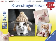 RAV080281 - 3 puzzles de 49 pièces – Portraits d'animaux amusants