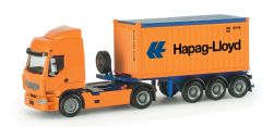 HER153652 - Camion avec remorque porte contenaire 20 pieds 3 essieux HAPAG LLOYD – RENAULT premium 4x2