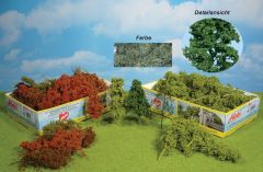 HEK1630 - Décor pour diorama - 15 Arbres et Buissons en fibres naturelles couleur nature