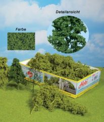 HEK1632 - Décor pour diorama - 15 Arbres et Buissons en fibres naturelles de couleur vert moyen