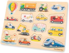 NCT10442 - Puzzle en bois véhicules de transport - 17 pièces