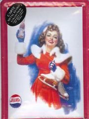 IES12P - Plaque en métal - Pin-up Noël Pepsi cola