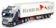 TEK67460 - Camion 3 essieux SCANIA R Highline avec remorque K&B TRANSPORT porte container frigo 40 pieds