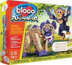 BLOC16001 - Jeu de construction Animalia 114 pièces – Le chimpanzé et la Hyène
