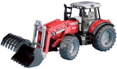 BRU2042 - Tracteur MASSEY FERGUSON 7480 équipé de la fouche avec godet à griffes jouet BRUDER