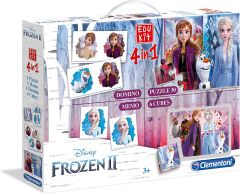 CLE18059 - 4 jeu en 1 La Reine des Neiges 2 – Mémo domino Puzzle 30 Pièces et 6 cubes