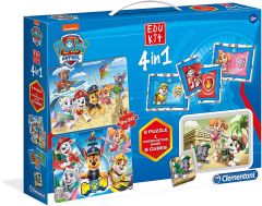 CLE18097 - 4 jeu en 1 La Pat'Patrouille – Mémo domino Puzzle 30 Pièces et 6 cubes