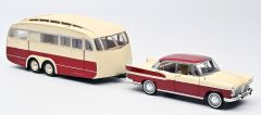 NOREV185728 - Voiture berline avec caravane Ivoire et Rouge - SIMCA Vedette Chambord de 1958