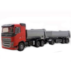 EMEK20355 - Camion benne rouge avec remorque 1 + 2 essieux – VOLVO FH16 6x4