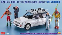 HAW20610 - Maquette à assembler et à peindre - TOYOTA Starlet EP71 Si Blanc avec figurines - version SKI