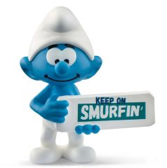SHL20843 - Figurine de l'univers des Schtroumpf – Schtroumpf avec panneau Smurfin'