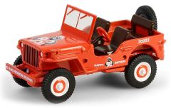 GREEN28160-A - Voiture sous blister 80e Anniversaire SMOKEY BEAR - JEEP Willys MB 1944 orange
