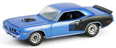 GREEN28160-D - Voiture sous blister 60e Anniversaire CUDA - PLYMOUTH Cuda 440 6BBL 1971 Bleu